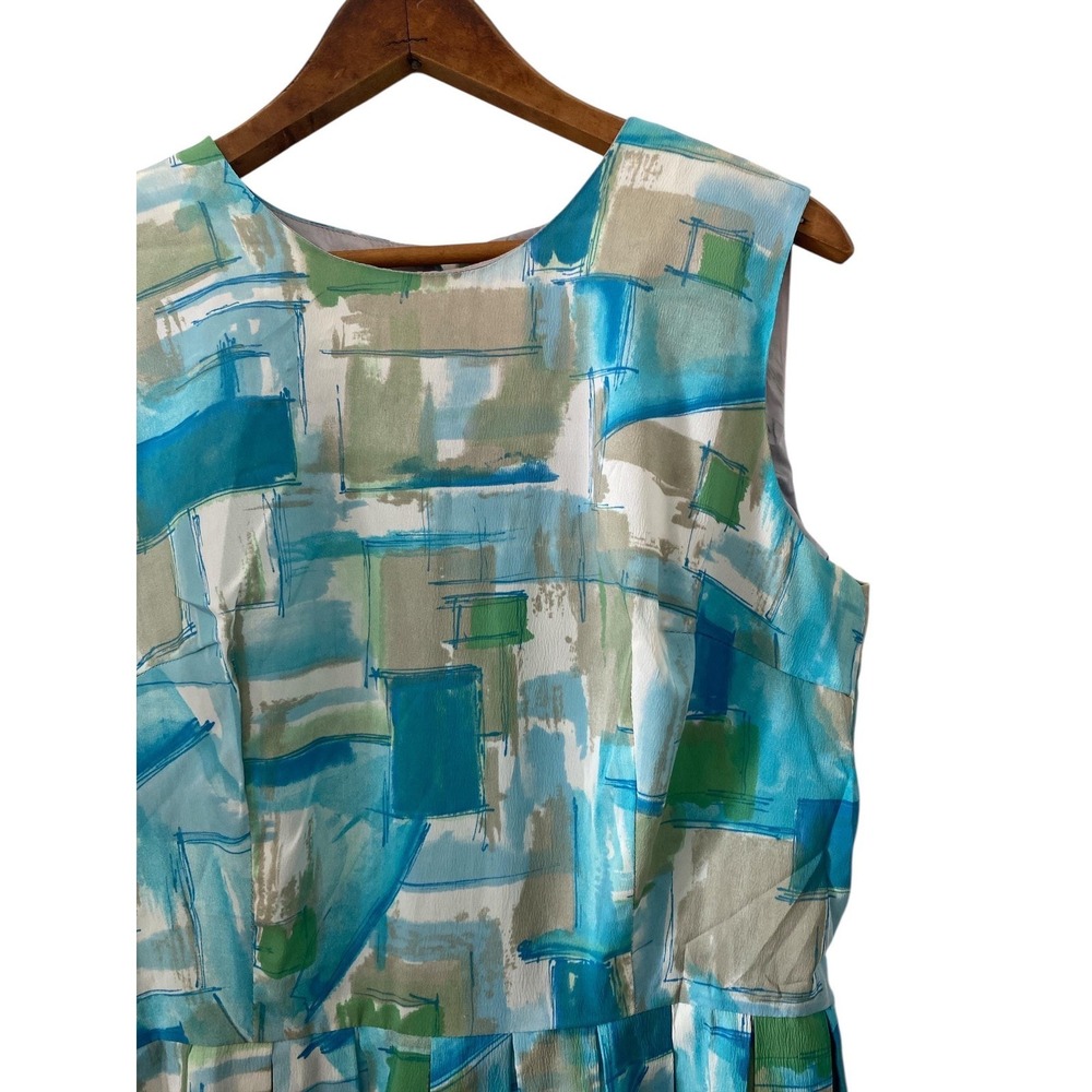 vintage 1960s abstract print sleeveless dress - Picture 4 of 7